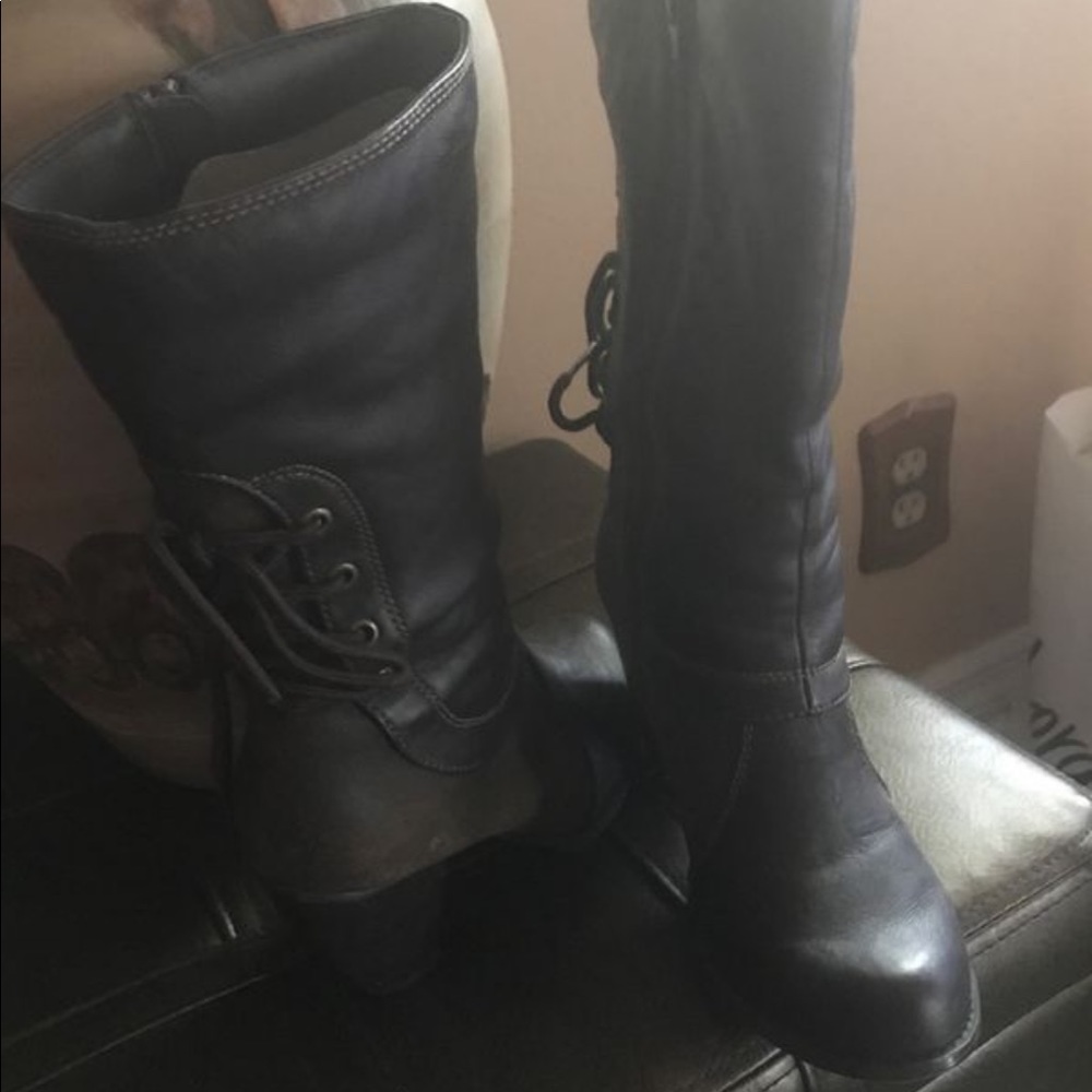 Brown below the knee boots